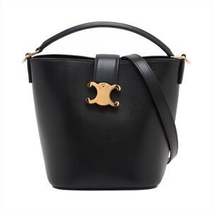 Celine Triomphe Leather Handbag Black